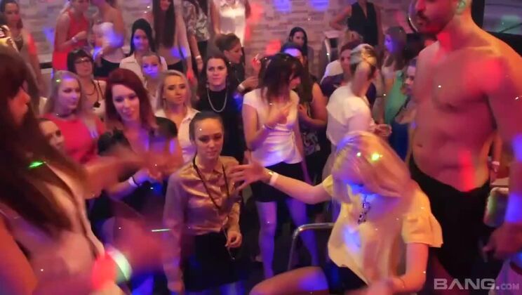 Group Sex Orgy with Blonde and Brunette Women Taking Loads