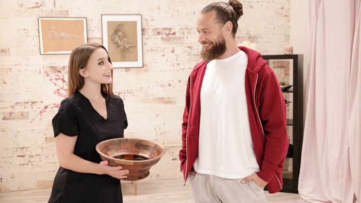 Natural Tits And A Handjob!