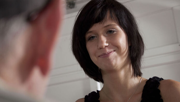 Short Haired Girl Swallows