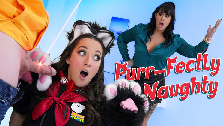 [AskYourMother] - Taboo Threesome: Stepmom and Neko Girl Spank and Fuck Stepson - Freya Von Doom - Jimmy Michaels - Misty Meaner