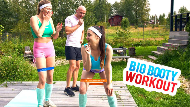 [ClubSweethearts] - Beautiful Ass Workout with Handjob and Kiss - Aleks Sam - Remido - Leonoy Sparkle