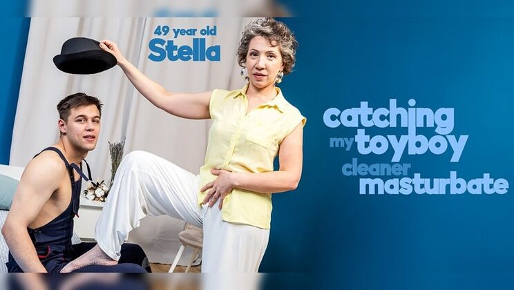 [Mature.nl] - Older lady in lingerie catches young man, gets her pussy wet from his cock. - Stella V. - Karll