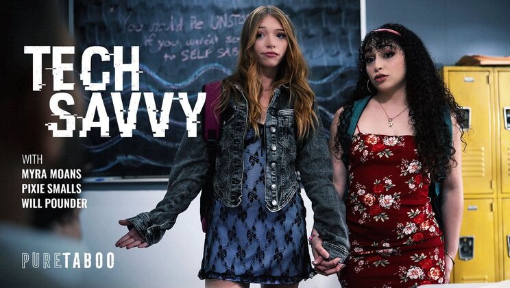 [PureTaboo] - Redhead and Brunette Lesbians Get Tech Savvy with Natural Tits - Will Pounder - Myra Moans - Pixie Smalls