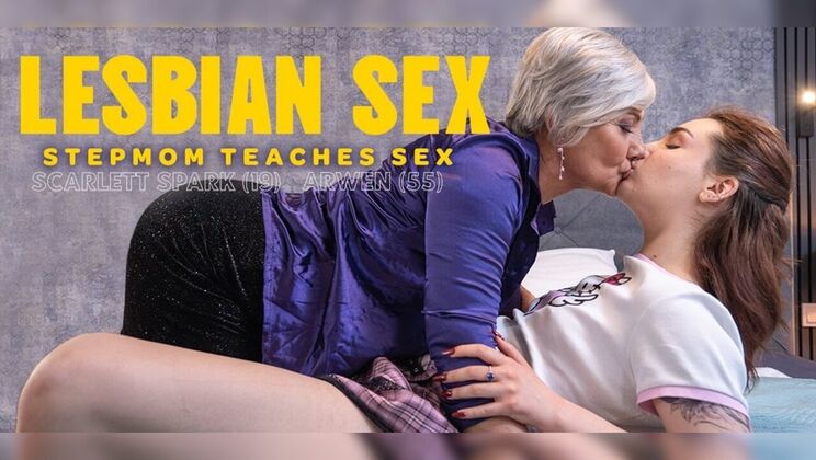 Mature Hairy Arwen Teaches Young Scarlett Spark Lesbian Sex