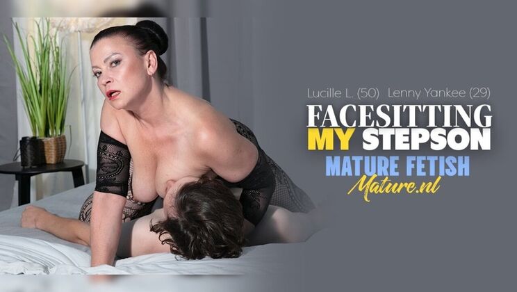 Horny 50 YO MILF Lucille L. Smothers Her Stepson's Face With Her Wet Pussy