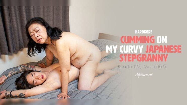 Old Lady Misaki with Saggy Tits Fucks Her Young Stepgrandson Koudai