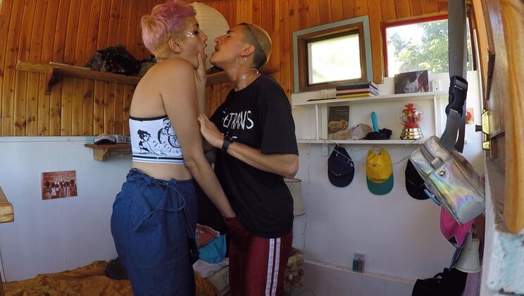 Charo & Gael: Short Hair Pierced Blonde Moaning