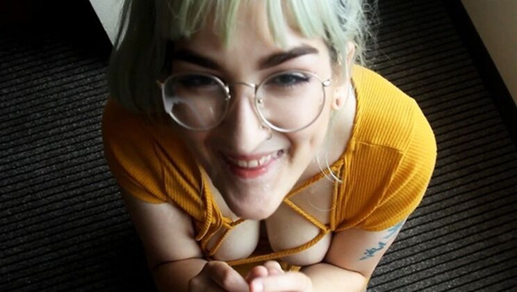 POV Foot Fetish: Blonde Teases Daddy Then Takes His Cum
