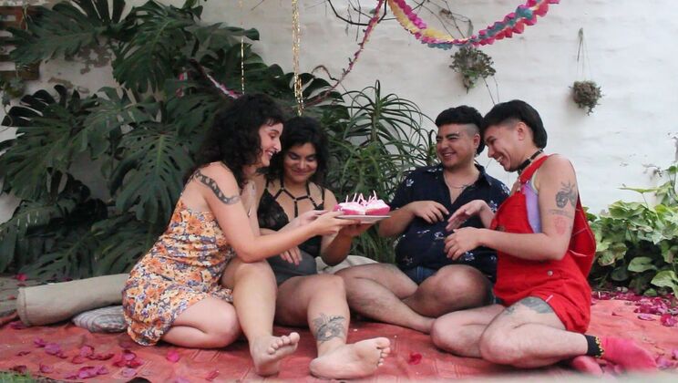 Hot Lesbian Foursome: Lina, Luna, Gin & Jano with Toys